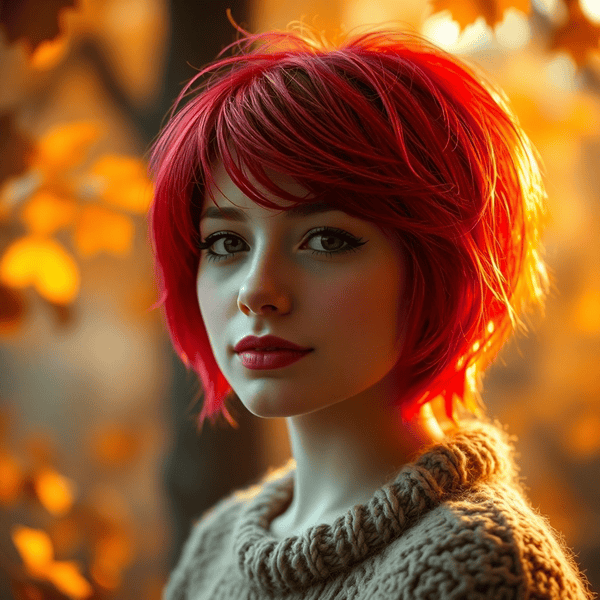 Neon red pixie