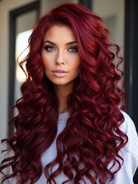 maroon red curls