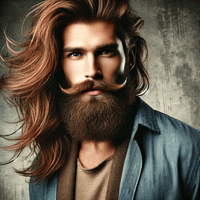 long hair with a beard